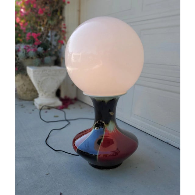 Vintage Large Chinese Flambe Oxblood Sang De Boeuf Porcelain Vase Globe Table Lamp For Sale - Image 4 of 12