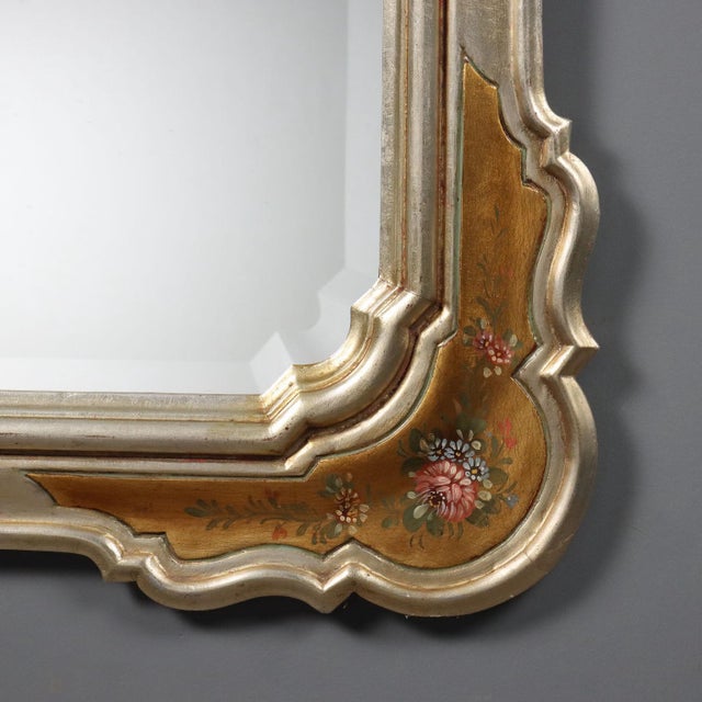 Metal Gilded Wood Mirror with Faux Silver and Gold Leaf Finish For Sale - Image 7 of 9