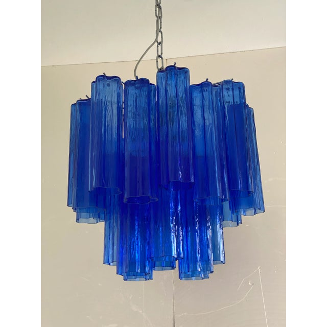 Mid-Century Modern Contemporary Blue "Tronchi" Murano Glass Sputnik Chandelier For Sale - Image 3 of 12