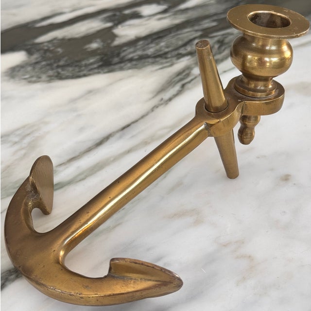 Brass Anchor Candle Holder For Sale - Image 4 of 17