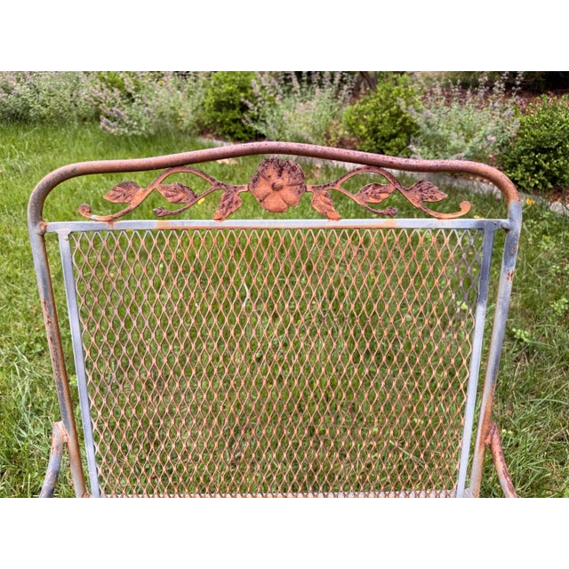 Brown Vintage Woodard Style Wrought Iron Patio Dining Set - 7 Pieces For Sale - Image 8 of 12