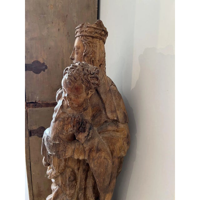Antique Madonna and Child Carved Sculpture For Sale - Image 4 of 9