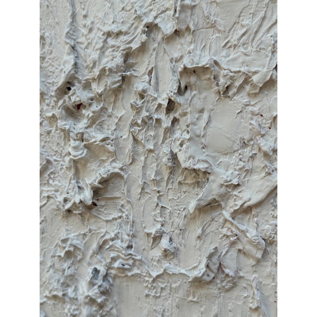 White 1990's Vintage Monochromatic Textural Painting For Sale - Image 8 of 10