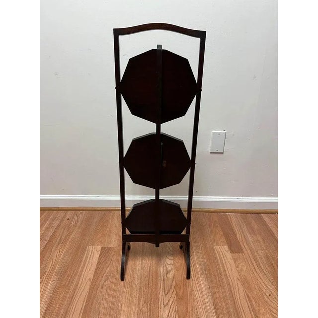 Brown Early 20th Century Antique Mahogany Free Standing 3 Tier Cake Display Stand Side Table For Sale - Image 8 of 8