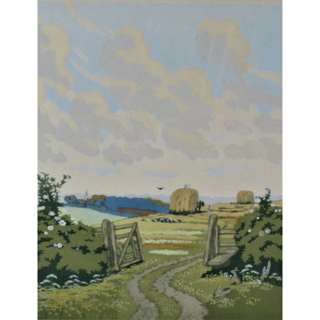 This artwork titled "Open Gate" c.1925 is an original color woodcut by renown Australian/British artist John Hall Thorpe,...