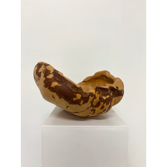 Brown Swedish Handmade Burl Wood Bowl, 1980s For Sale - Image 8 of 9