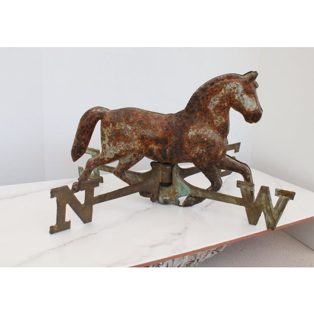 19th Century Set of three weather vane fragments. Patinated Equestrian/Horse Weather salvaged Directional .
