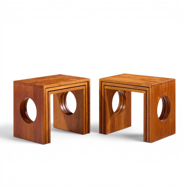 Jens Quistgaard Mid Century Danish Teak Nesting Tables - Set of 6 The top table measures: 20 wide x 14.5 deep x 17.75...