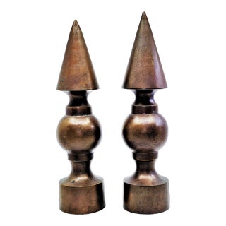 1960s Mid-Century Modern Pop Art Overscale Brass Chess Piece Sculpture Bookends, Signed and Dated - a Pair For Sale