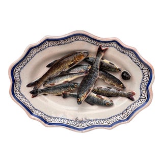 19th Century Majolica Palissy Sardines Wall Platter Leon Brard For Sale