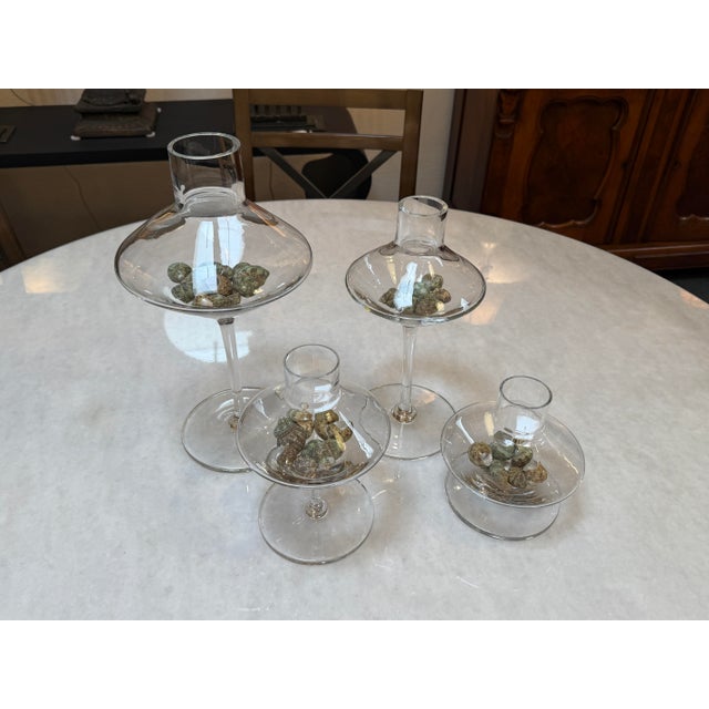 Modern Glass Pedestal Vessels + Seashells, Set of Four For Sale In San Francisco - Image 6 of 12