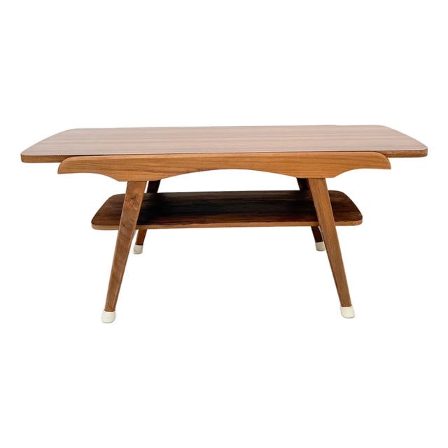 Mid-Century Modern Coffee Table with Reversible Teak and Formica Top, 1950s For Sale