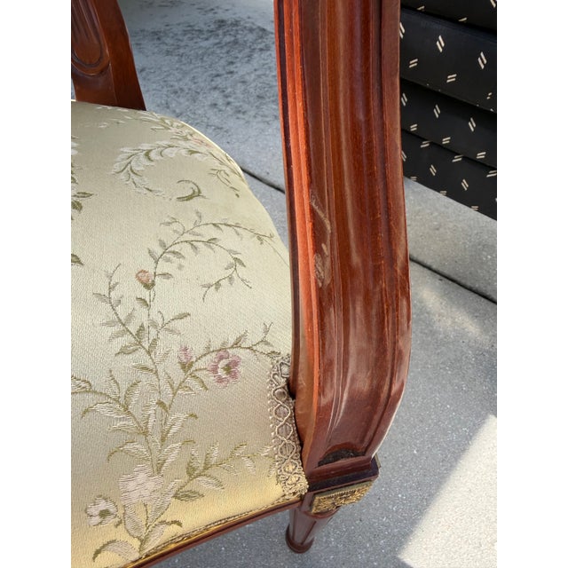 Vintage Fejomi Spanish Louis XVI Style Mahogany Bergère Armchair For Sale - Image 12 of 12