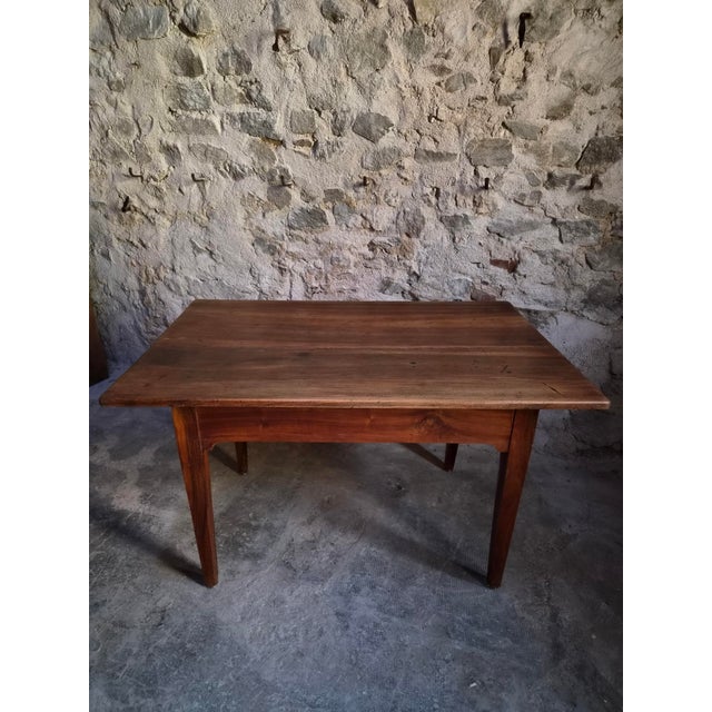 Antique French Walnut Farmhouse Dining Table with Drawer, 1900s For Sale - Image 18 of 18