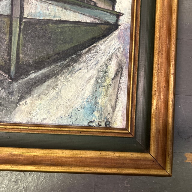 Impressionist 1960’s Original Impressionist Docked Fishing Boat Painting For Sale - Image 3 of 4