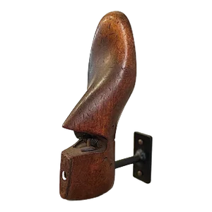 Vintage Wood Cobbler Shoe Mold - Welded on Wall Mount