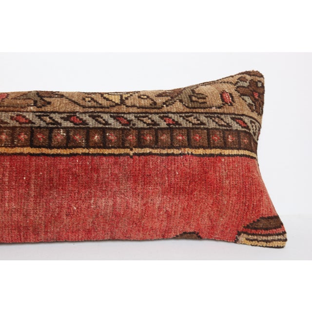 Handwoven Decorative REd&Brown Tone Lumbar Rug Pillow Cover -13'' X 44'' For Sale In Tampa - Image 6 of 9