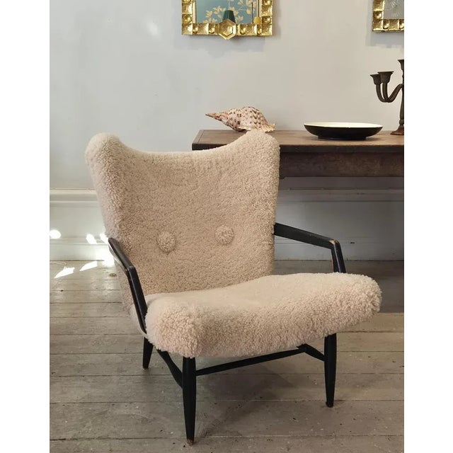 Wood Swedish Modern Easy Chair in Sheepskin from Svante Skogh, 1950s For Sale - Image 7 of 10