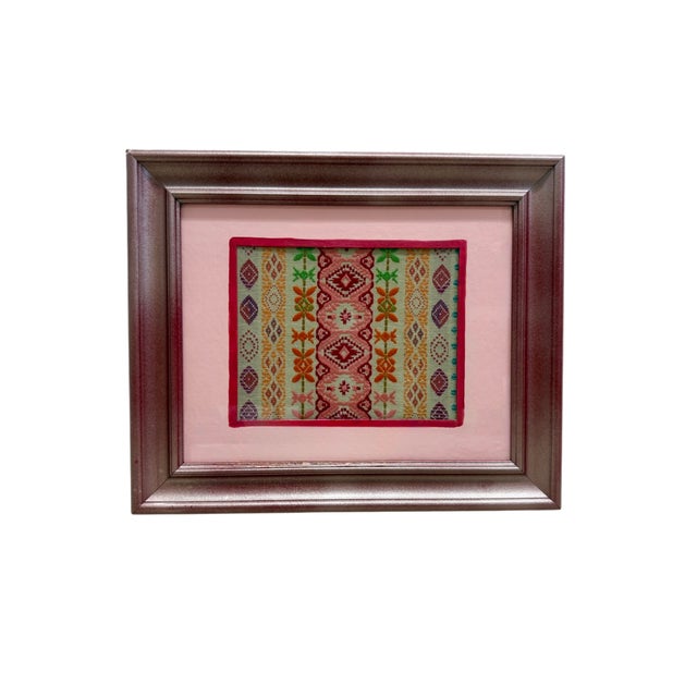 Tribal Roxie | Schumacher Cosima Embroidery Framed Textile Art For Sale - Image 3 of 7