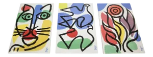 Post Modern Picasso Style Celestino Piatti Ceramic Art Tiles - Set of 3