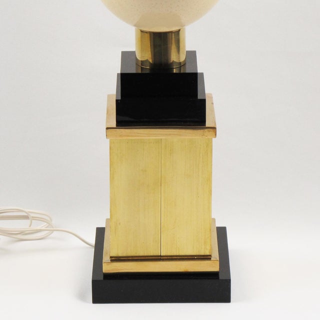 1960s Maison Charles Et Fils Paris Ostrich Eggshell Table Lamp For Sale - Image 5 of 9