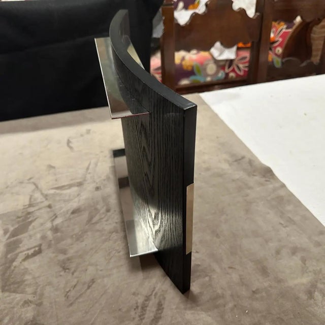 1990s Modern Curved Ebonized Wood and Sterling Silver Serving Tray by Silvan For Sale - Image 11 of 11