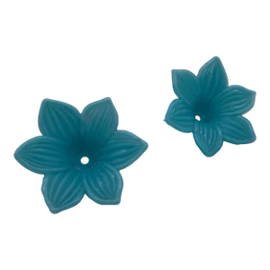 Late 19th Century Pair of French Blue Opaline Glass Flowers