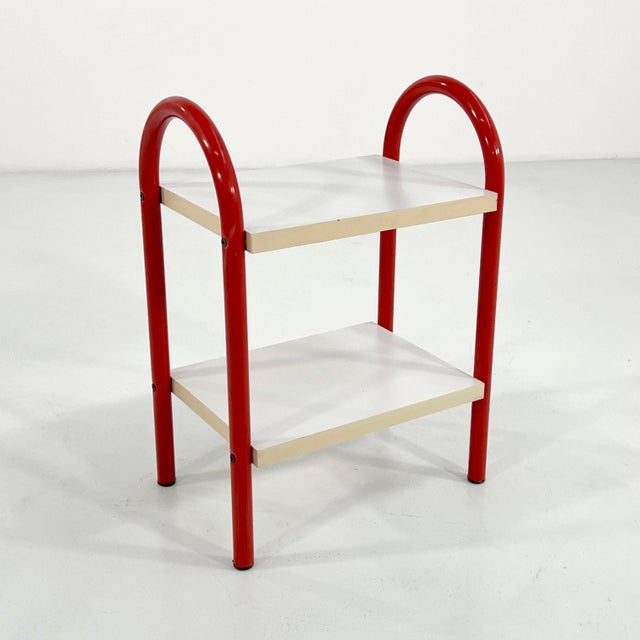 Red Coral Tubular Side Table, 1970s For Sale - Image 8 of 8