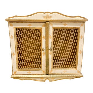 1950s Italian Florentine Gilt Wall Cabinet For Sale