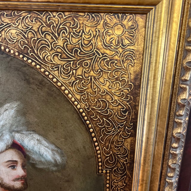 1970s 1970s European Modern Oil on Canvas Renaissance Style Art Framed Signed For Sale - Image 5 of 12