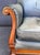 English Vintage Lillian August Sun-Faded Navy Ombré Leather Library Chair For Sale - Image 3 of 6