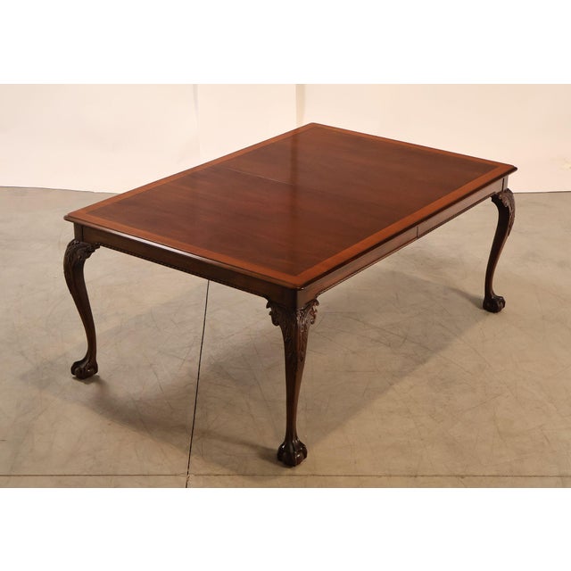 High Quality American Made Rectangular Top Mahogany Dining Table with Carved Ball and Claw Feet, Includes Two Leaves and...