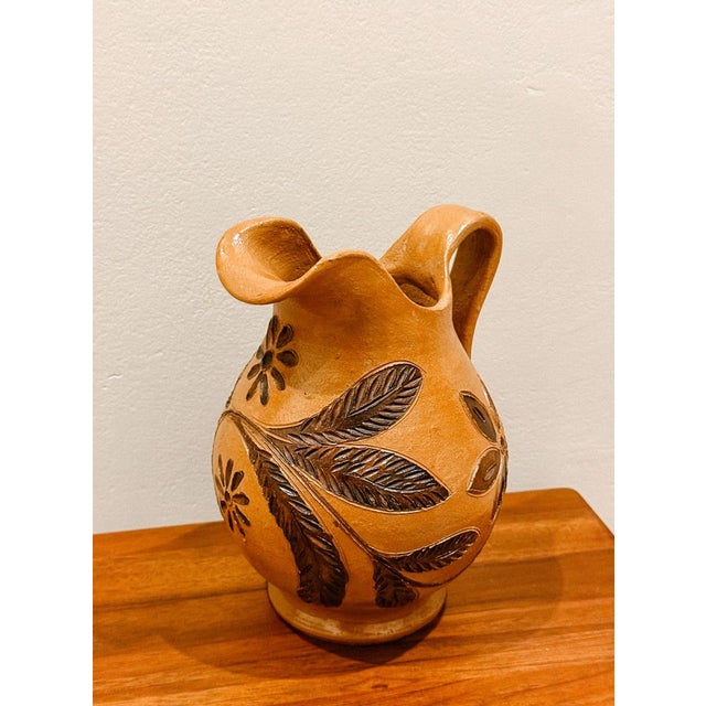 1970s Glazed Ceramic Jug with Floral Decoration, Portugal, 1970s For Sale - Image 5 of 7