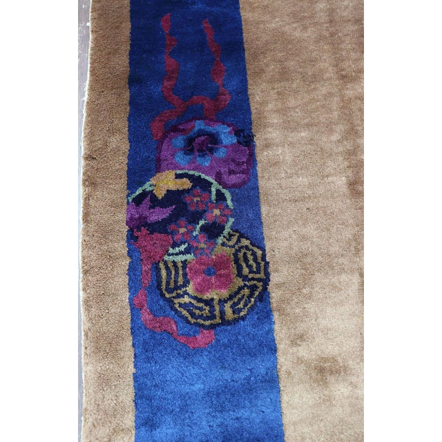 Tan Antique Art Deco Chinese Rug For Sale - Image 8 of 13