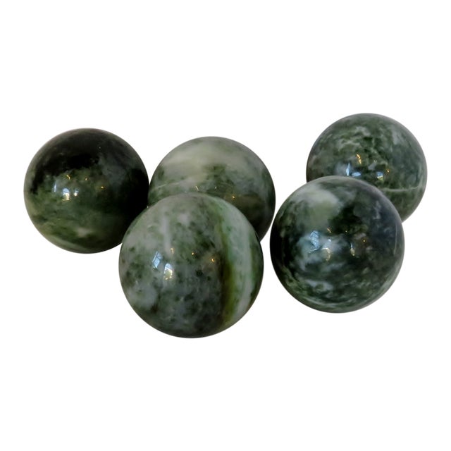 Green Marble Balls Set Of 5 Chairish