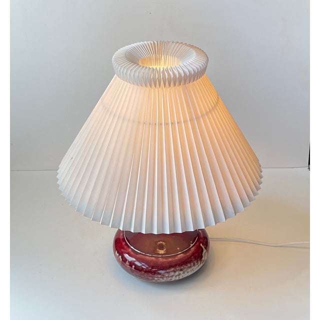 Ceramic Mid-Century Oxblood Red Stoneware Table Lamp from Desiree & Le Klint, 1960s For Sale - Image 7 of 11