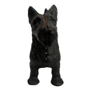 1930s Large Adorable Black Scotty Dog Door Stop For Sale