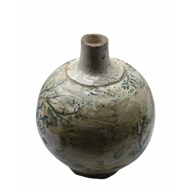 19th Century Hand-Painted Majolica Ceramic Bottle, 1890s For Sale - Image 5 of 11
