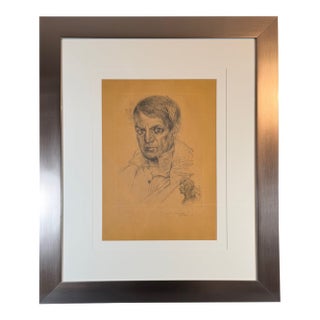 1970s Salvador Dali Portrait of Picasso (Ochre) For Sale