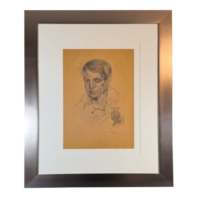 1970s Salvador Dali Portrait of Picasso (Ochre) For Sale