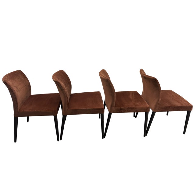 Arhaus Dining Chairs - A Set of 4 These chairs are a velvet look blend fabric upholstered dining chairs from Arhaus. They...
