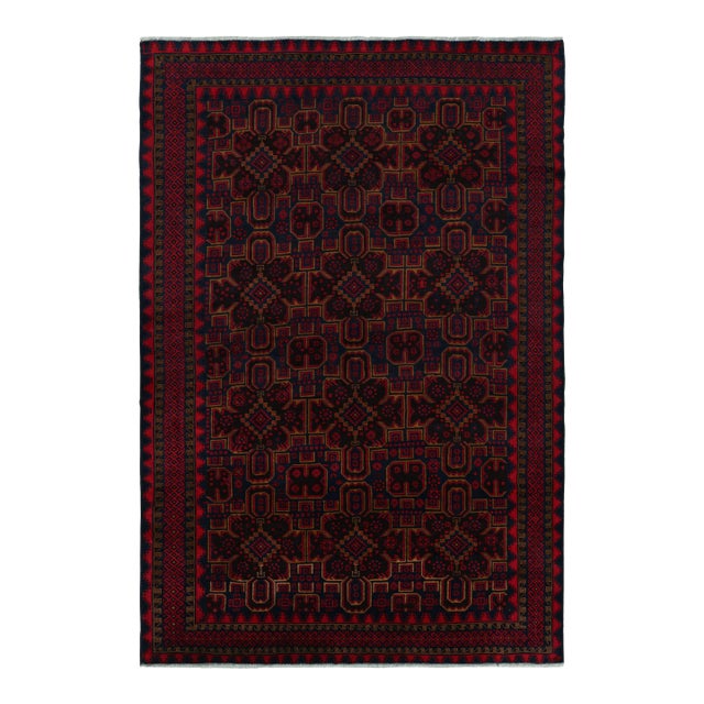 Rug & Kilim’s Contemporary Baluch Rug in Red and Blue Patterns For Sale