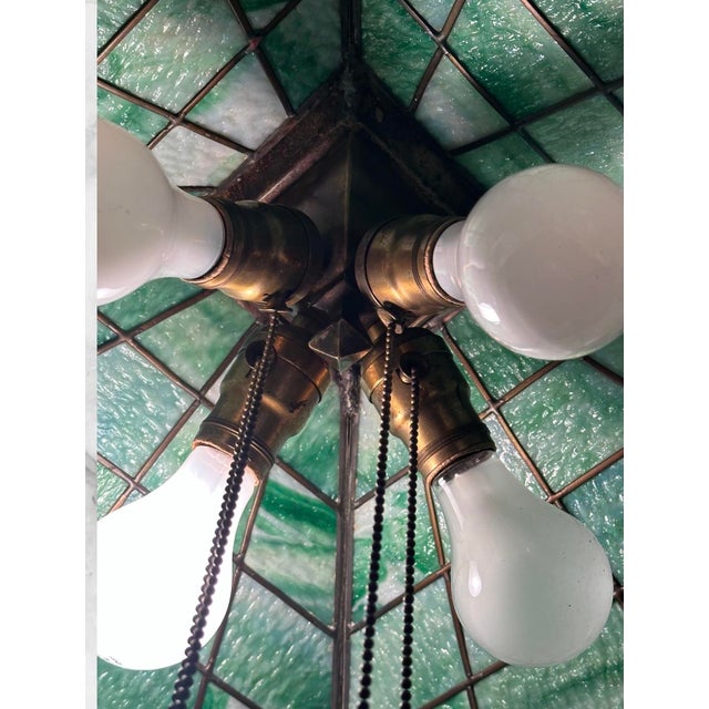 1930s Arts & Crafts Pendant Light With Green Glass For Sale - Image 13 of 14