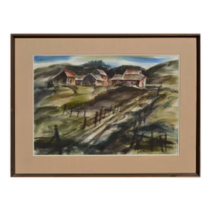 Vintage Landscape of Hillside Farm by W. H. Myers