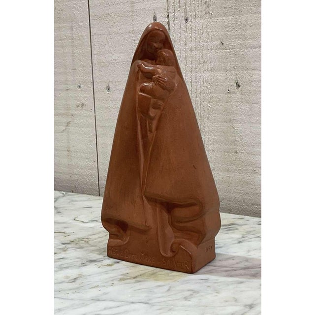 20th Century Terracotta Notre Dame du Sauveur Virgin and Child from Rey For Sale - Image 3 of 9