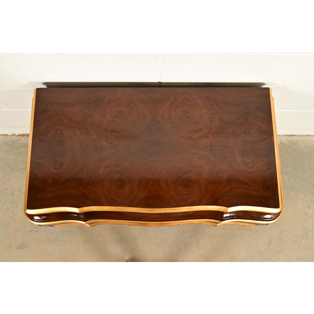Karges French Provincial Louis XV Burled Walnut and Gold Gilt Bombay Chest of Drawers For Sale - Image 11 of 15