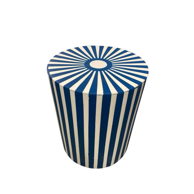 Moroccan Modernist Moroccan Inlay Style Striped Resin Pedestal Table For Sale - Image 3 of 9