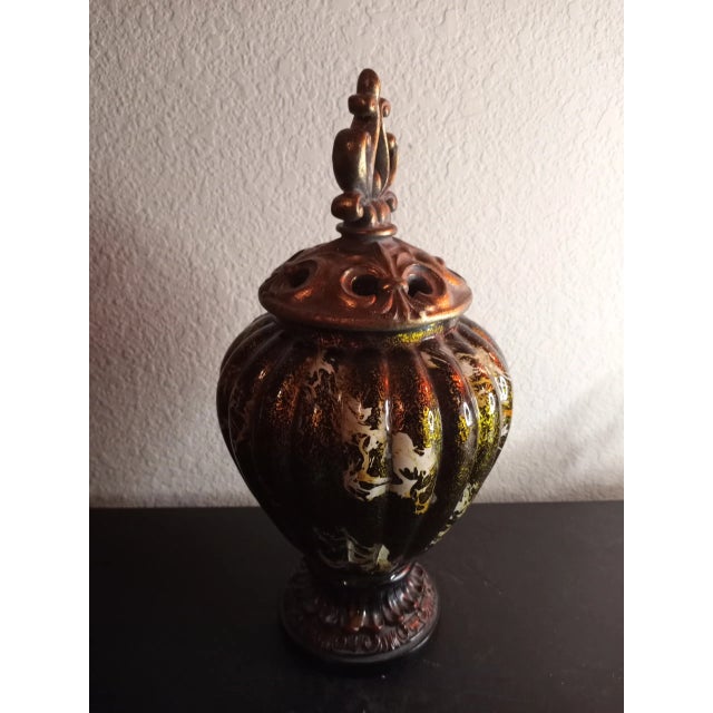 This is a STUNNING RARE Bohemia Czech Republic Hand Painted Glass 12" Lidded Urn Vase. Procured at auction