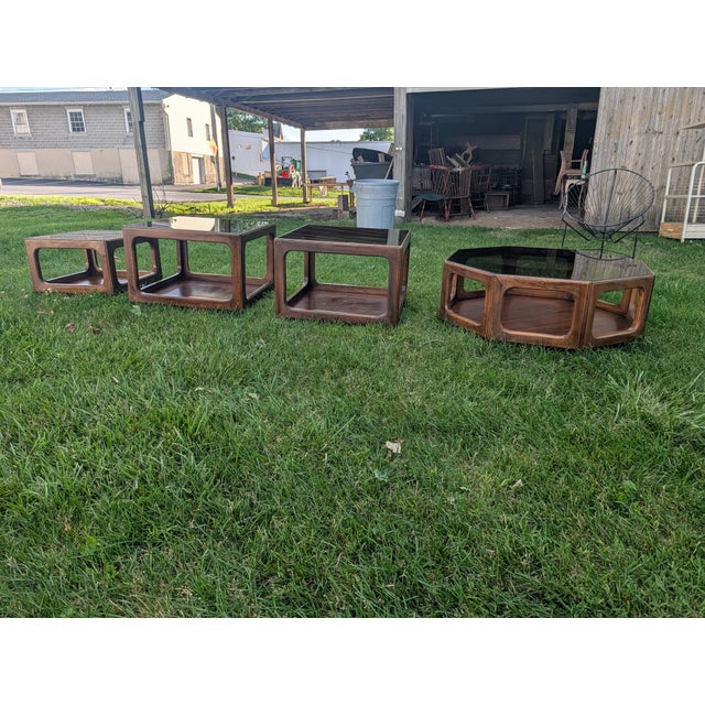 Vintage Mid-Century Modern j.b. Van Sciver Walnut Coffee & Side Table Set - 4 Pieces For Sale - Image 18 of 18