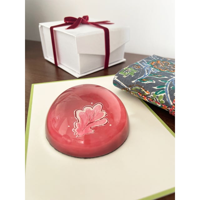 Contemporary Pink Oak Leaf Paperweight | Lizzet Frausto For Sale - Image 3 of 6